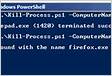 Query and kill a process on a remote computer using PowerShell